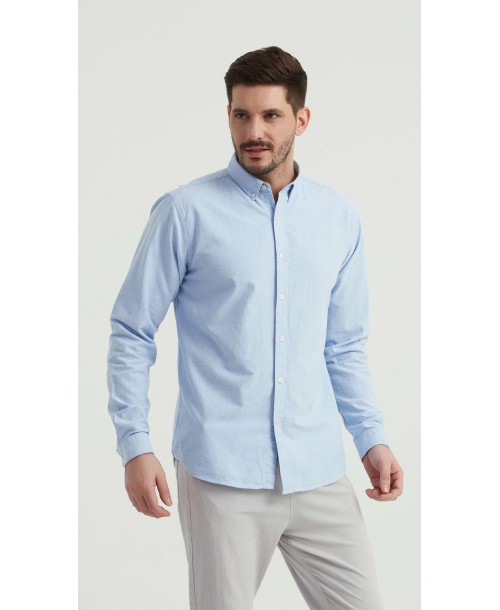 2502-2 Chemise en oxford - Bleu