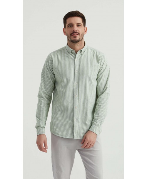 2502-5 Chemise en oxford - Vert & Blanc