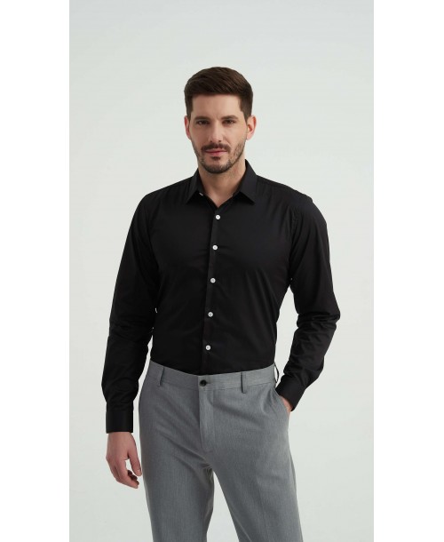 SAT-254-2 Chemise en coton - Noir