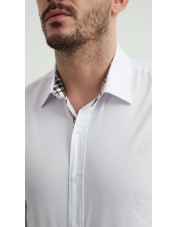 SLIM5047-1 Chemise carreaux tartan slim fit - Blanc