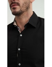 SLIM5047-2 Chemise carreaux tartan slim fit - Noir