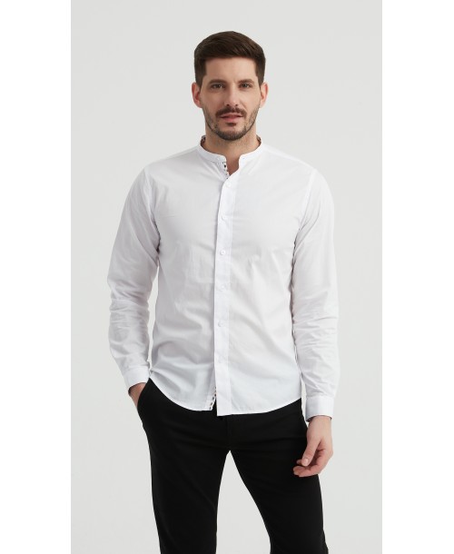 ENZO-116-01 Chemise col mao - Blanc