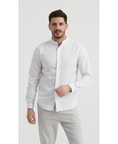 ENZO-116-02 Chemise col mao - Blanc