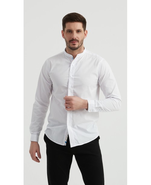 ENZO-116-03 Chemise col mao - Blanc