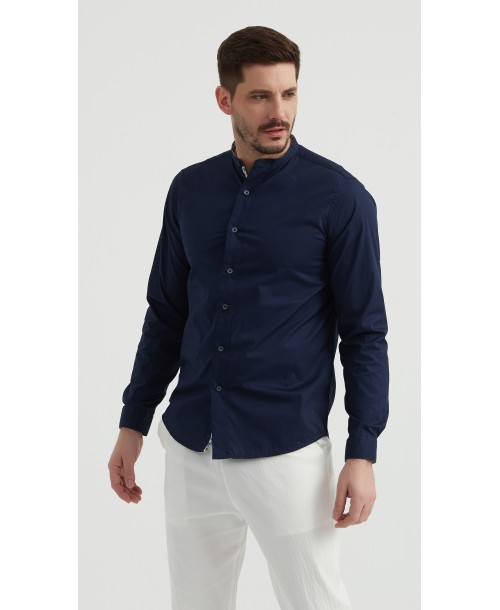 ENZO-116-04 Chemise col mao - Marine