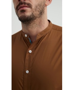 ENZO-116-07 Chemise col mao - Marron