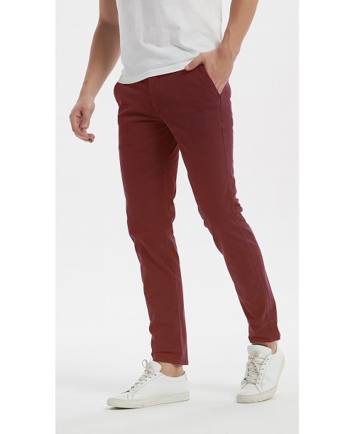 YE-808-6 Pantalon chino stretch bordeaux (T38 à T50)