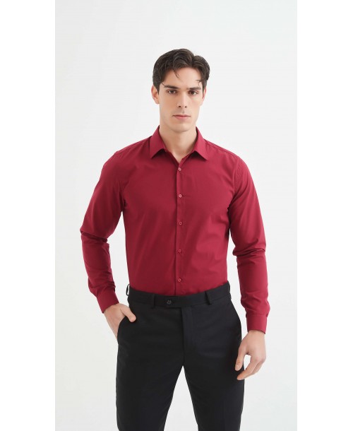 SLIM1009-73 Chemise bordeaux slim fit