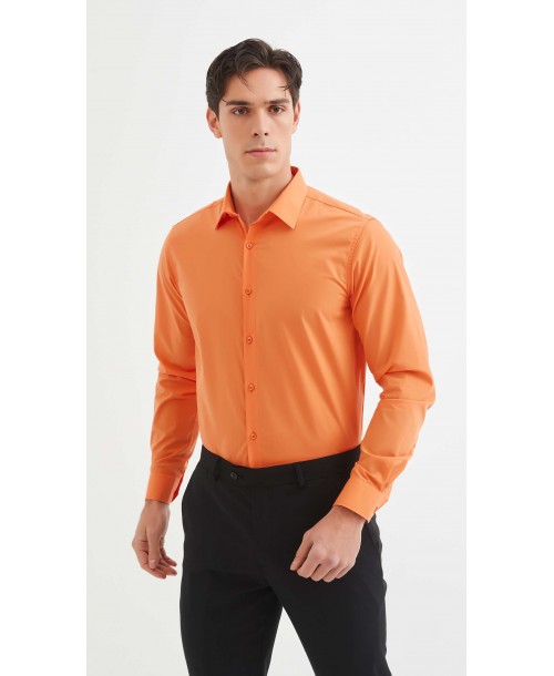 YE-206 Chemise orange coupe confort