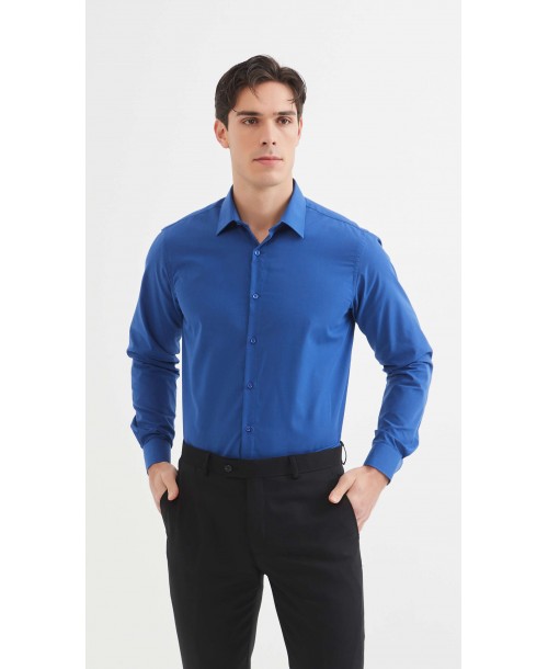 YE-208 Chemise bleu roy coupe confort