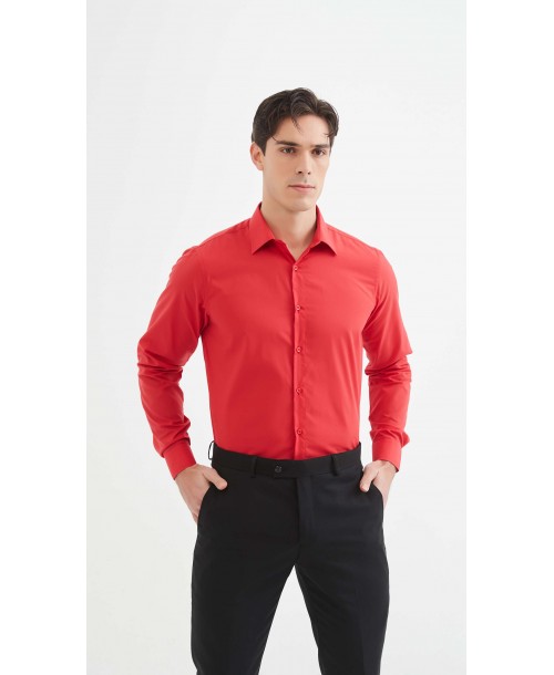 YE-222 Chemise rouge coupe confort