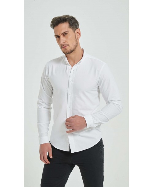 OXF-S01 Chemise blanche en 100% coton oxford royal