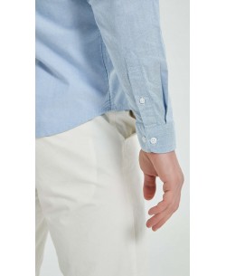 OXF-S04 Chemise bleu denim en 100% coton oxford royal