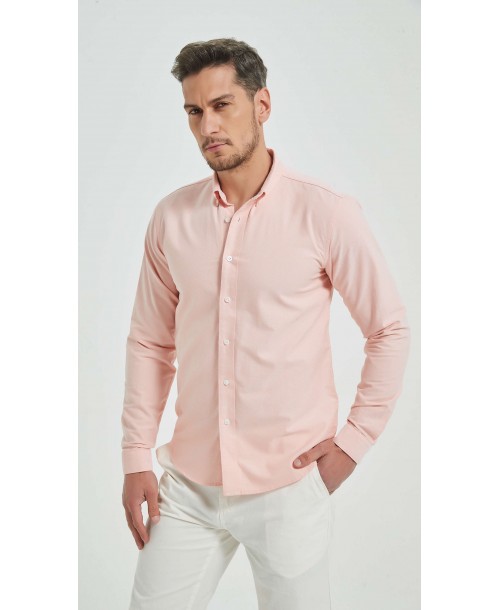 OXF-S06 Chemise orange en 100% coton oxford royal