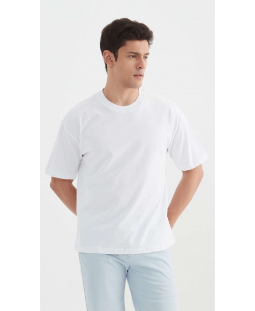 S319-01 T-shirt coton épais Oversize Blanc