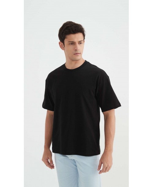 S319-02 T-shirt coton épais Oversize Noir