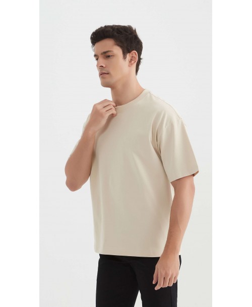 S319-03 T-shirt coton épais Oversize Beige