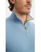 YE-6738-167 Pull bleu denim col camionneur