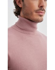 YE-6741-183 Pull col roulé vieux rose