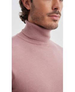 YE-6741-183 Pull col roulé vieux rose