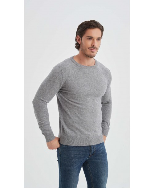 YE-6746-178 Pull gris col rond