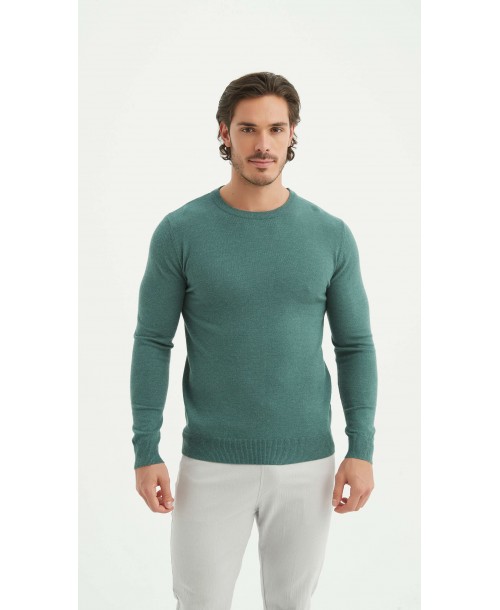 YE-6746-180 Pull vert menthe col rond