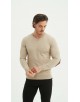 YE-6749-161 Pull beige col V à coudières