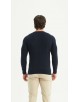 YE-6802-10 Pull col rond coton piqué - Bleu marine