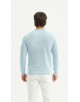 YE-6802-02 Pull col rond coton piqué - Bleu ciel