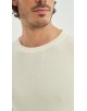 YE-6802-03 Pull col rond coton piqué - Off White