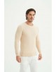 YE-6802-05 Pull col rond coton piqué - Beige