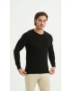 YE-6802-06 Pull col rond coton piqué - Noir