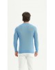 YE-6802-07 Pull col rond coton piqué - Bleu