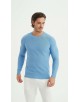 YE-6802-07 Pull col rond coton piqué - Bleu