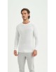 YE-6802-08 Pull col rond coton piqué - Blanc