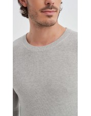 YE-6802-09 Pull col rond coton piqué - Gris