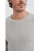 YE-6802-09 Pull col rond coton piqué - Gris