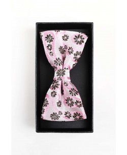 BT-0615 Coffret noeud papillon & pochette à fleurs en rose