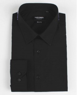 SLIM1009-10 Chemise unie noire slim fit