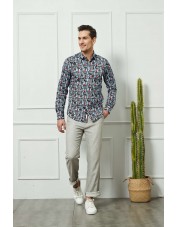 ENZO105-6 Chemise STRETCH motifs SKYVIEW en slim fit