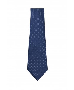 CRP-306 Cravate marine à motifs avec pochette - 7 cm