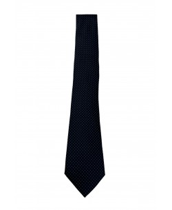 CRP-312 Cravate noire à motifs avec pochette - 7 cm