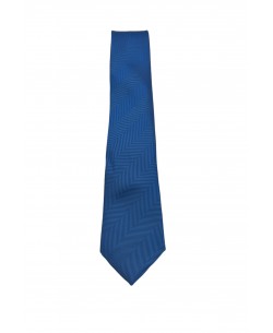 CRP-314 Cravate bleue à rayures avec pochette - 7 cm