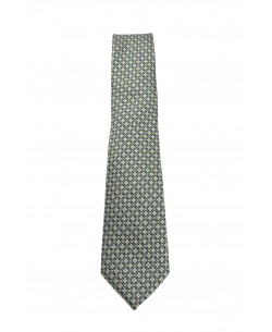 CRP-323 Cravate bleue à motifs avec pochette - 7 cm