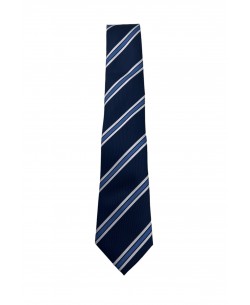 CRP-333 Cravate bleue à rayures avec pochette - 7 cm