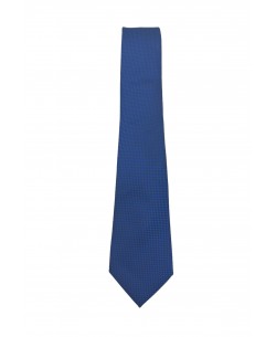 CRP-341 Cravate bleu foncé à motifs avec pochette - 7 cm