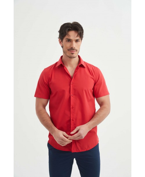 SLIM5301-22 Chemisette rouge slim fit