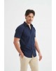 SLIM5301-74 Chemisette bleu marine slim fit