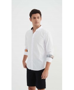 ENZO-113-02 Chemise "PREMIUM" uni avec col à motifs coupe ajustée