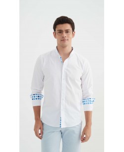 ENZO-113-04 Chemise "PREMIUM" uni avec col à motifs coupe ajustée